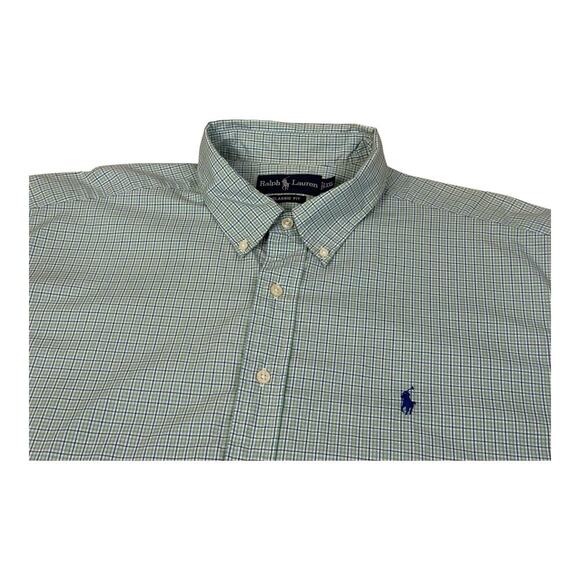 Ralph Lauren Mens 2XL Classic Fit Green Blue Short Sleeve Button Down Shirt - Picture 1 of 13